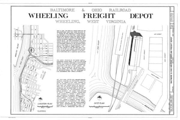 An image of a map showing the railroad lines in Wheeling.