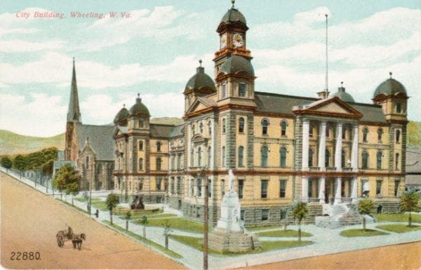 A postcard of the former city-county building.