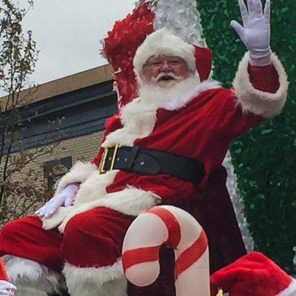 A Santa on a parade float.