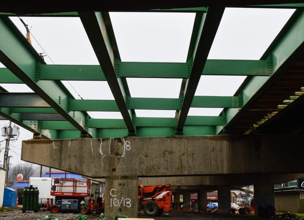 A photo of an interstate deck without pavement.