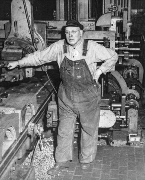 A worker in a Blaw Knox factory.