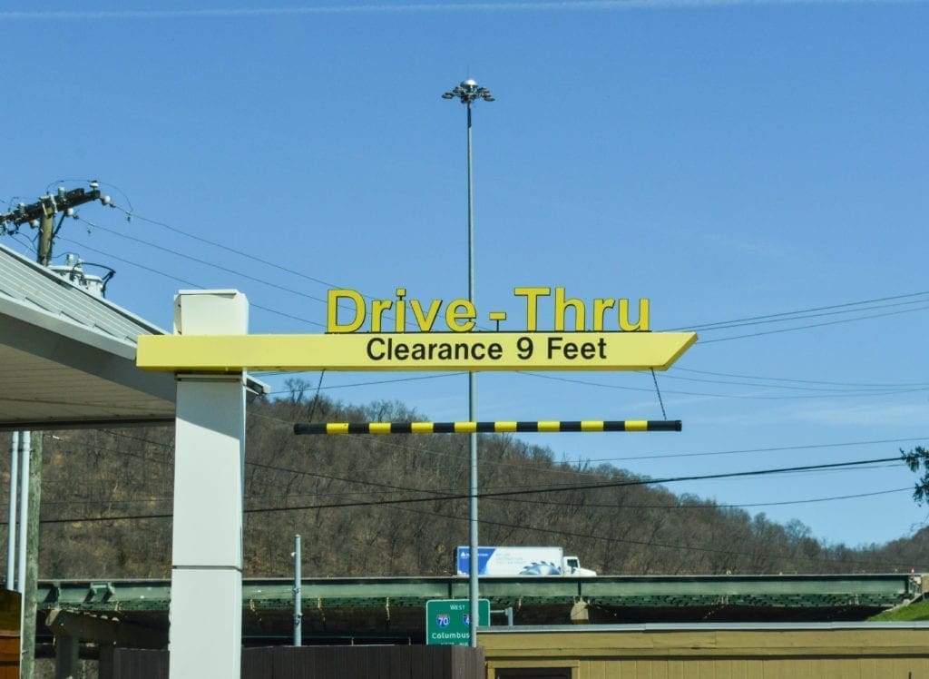 A photo of a drive-through sign.