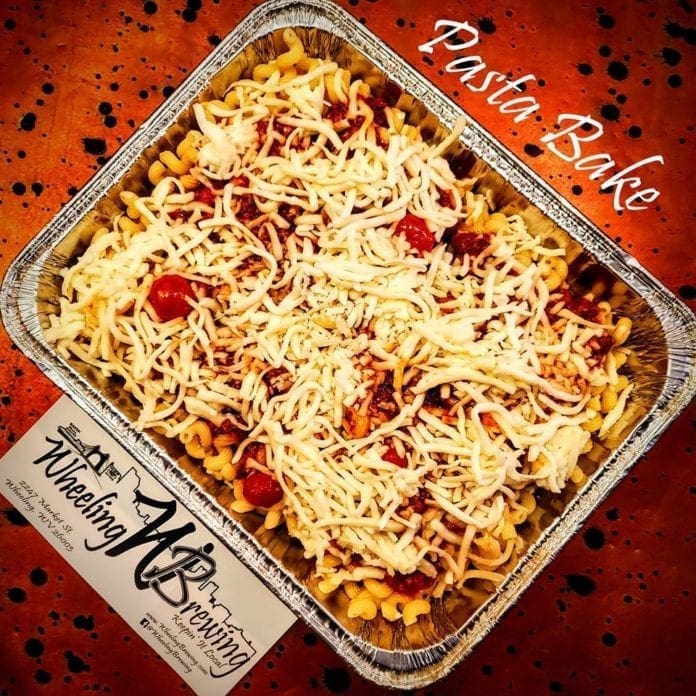 A pasta bake that’s offered for take-out.