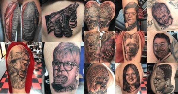 A collage of tattoos