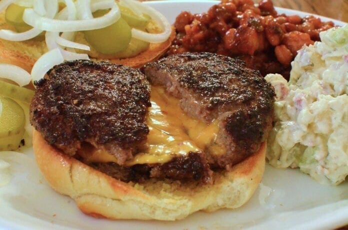 A burger with cheese.
