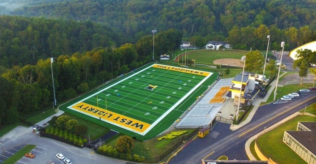Pictured is West Family Stadium on the campus of West Liberty University