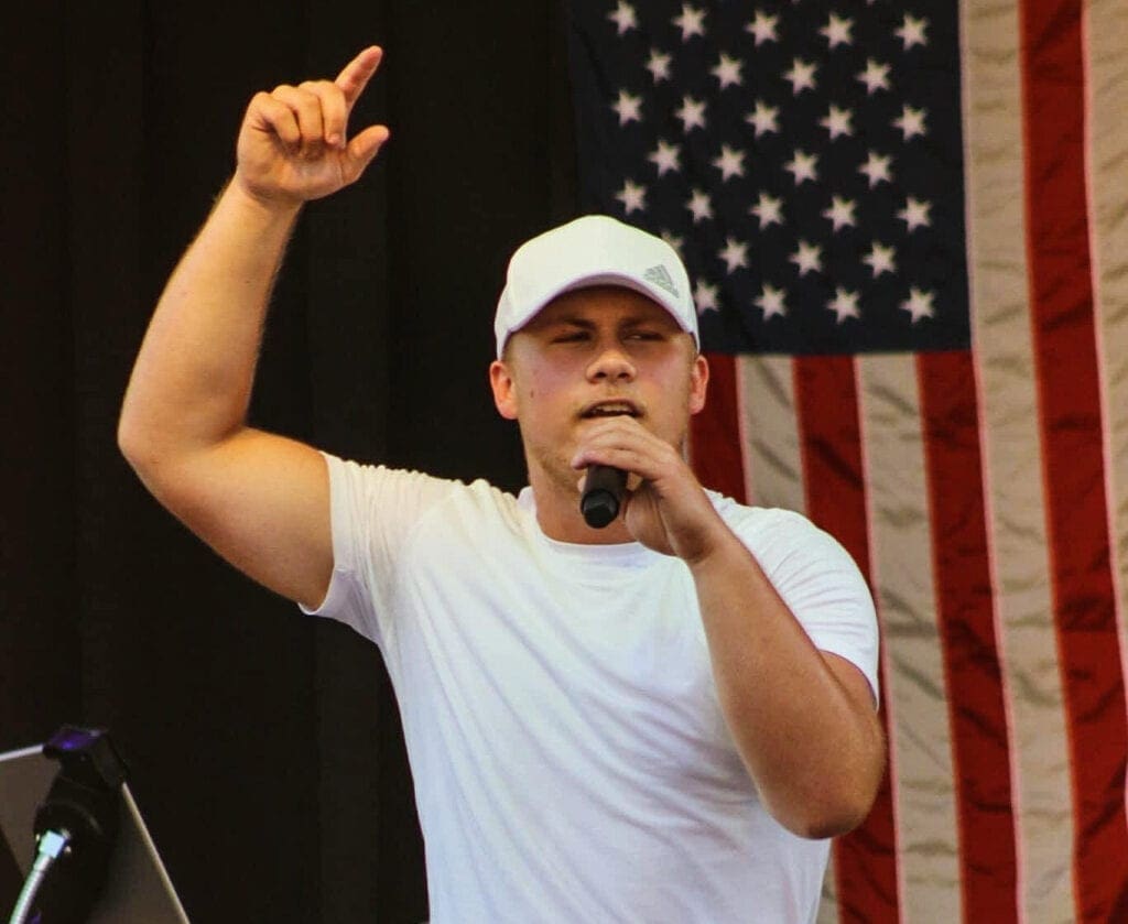 A young singer performing.