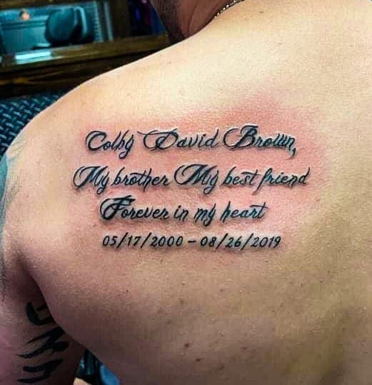 A photo of a man's tattoo.