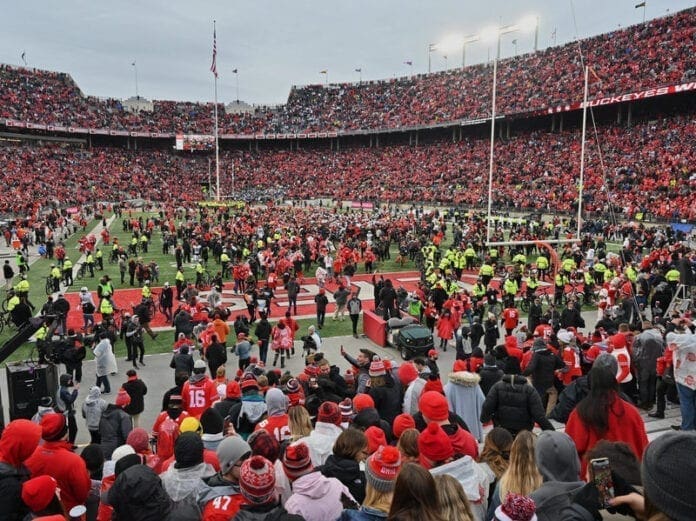 A photo of a football stadium.
