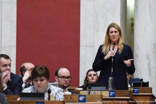A lawmaker making a floor speech.