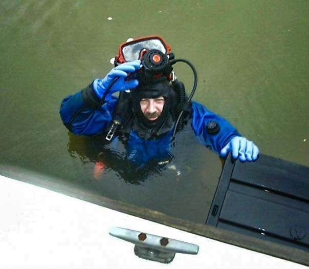 A diver in water.