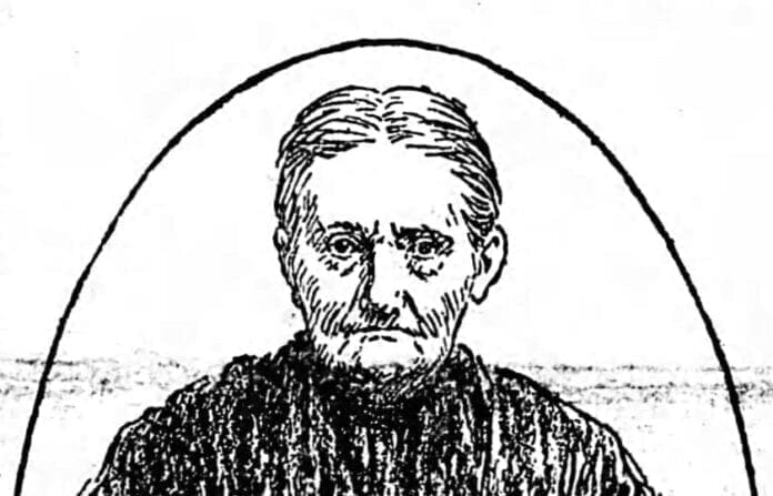 A sketch of an older woman.