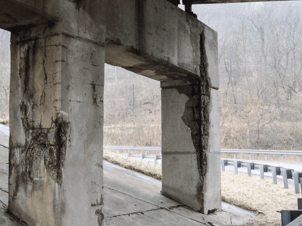 An eroded bridge pier.