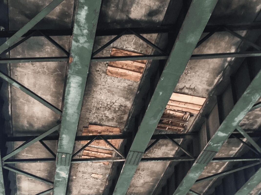 The belly of an interstate bridge.