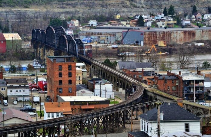 A photo of a train bridge.