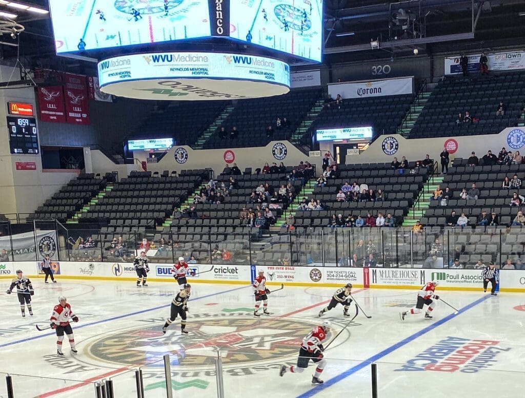 A hockey game in progress.