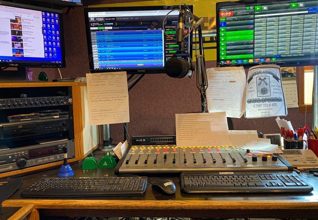 A radio studio.