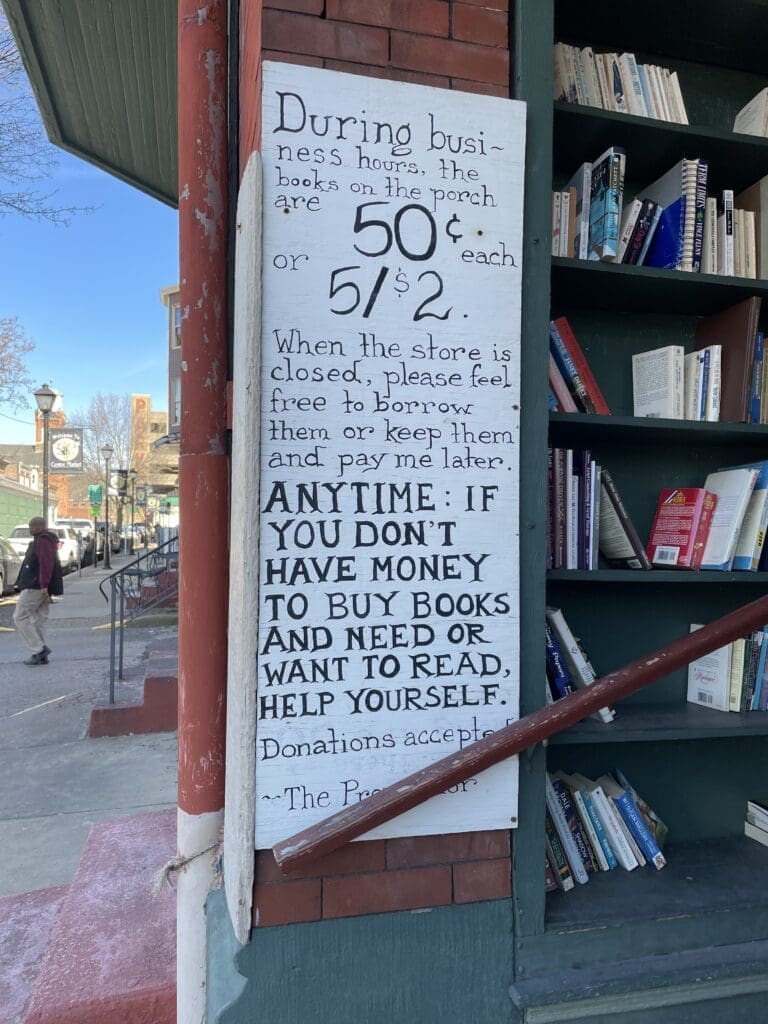 A sign outside a bookstore.