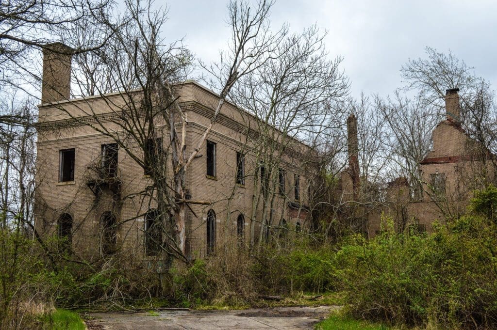 The remnants of a large house.