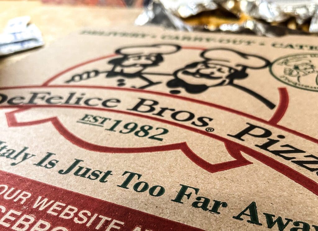 The top of a pizza box.