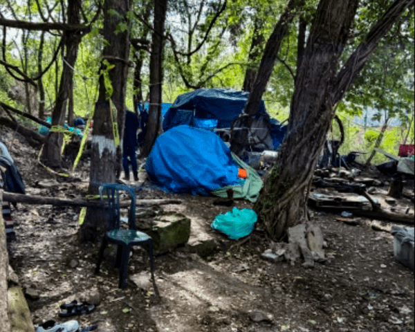 A homeless camp.