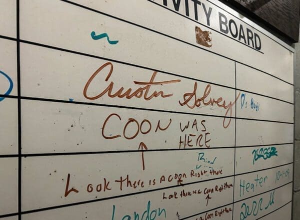 A whiteboard.