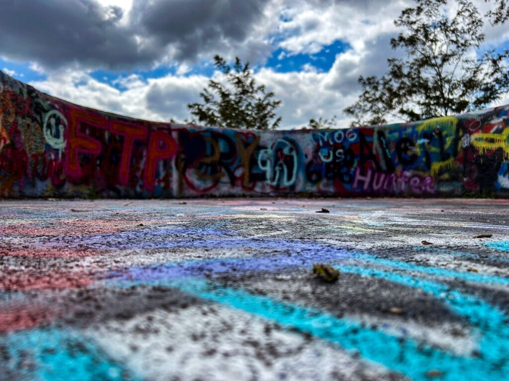 The ground of an overlook.