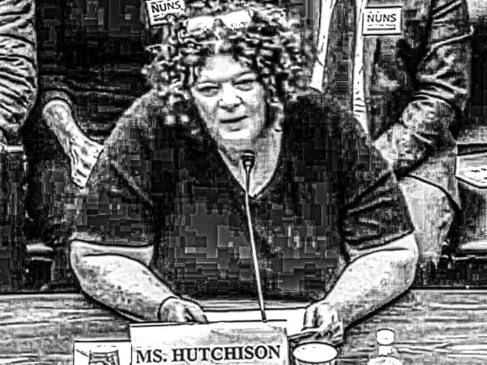 A lady with a microphone.