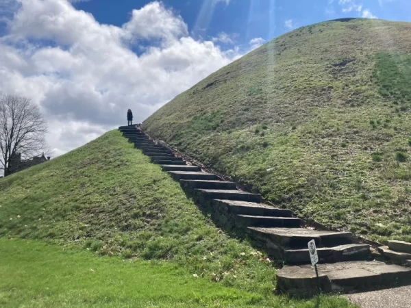 Steps up a hill.