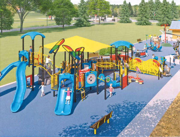 A rendering of a playground.