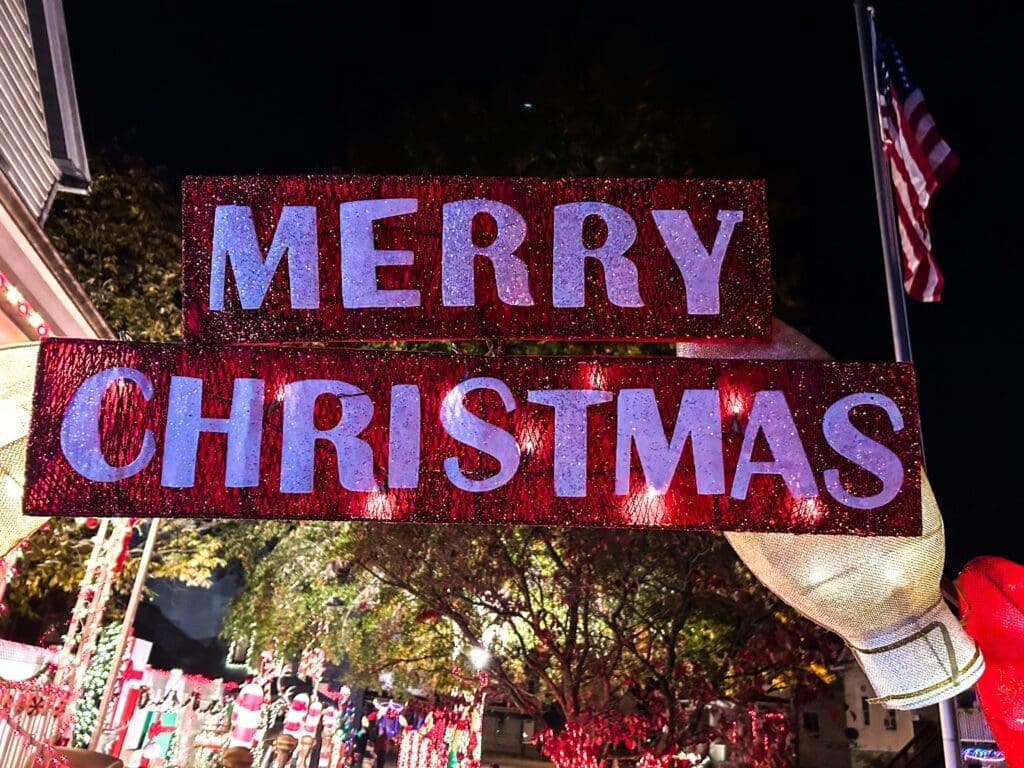 A Christmas sign.