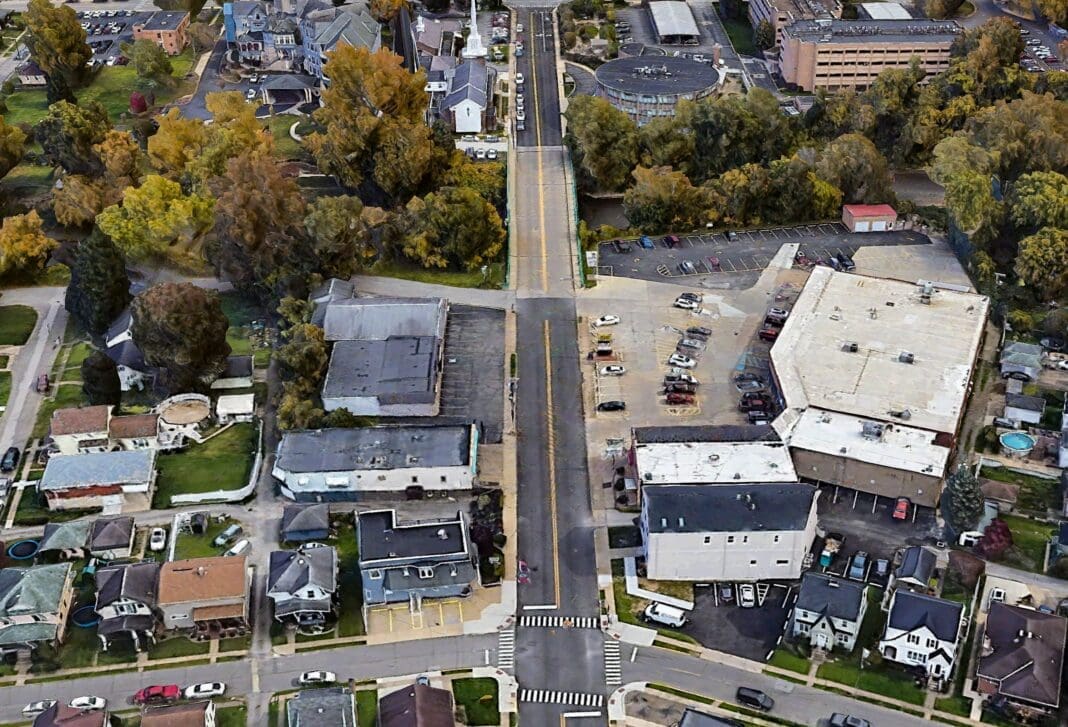 A aerial view.