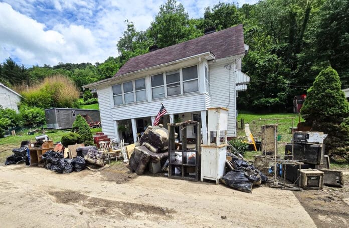 A flooded house.