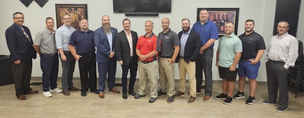 A long line of people.