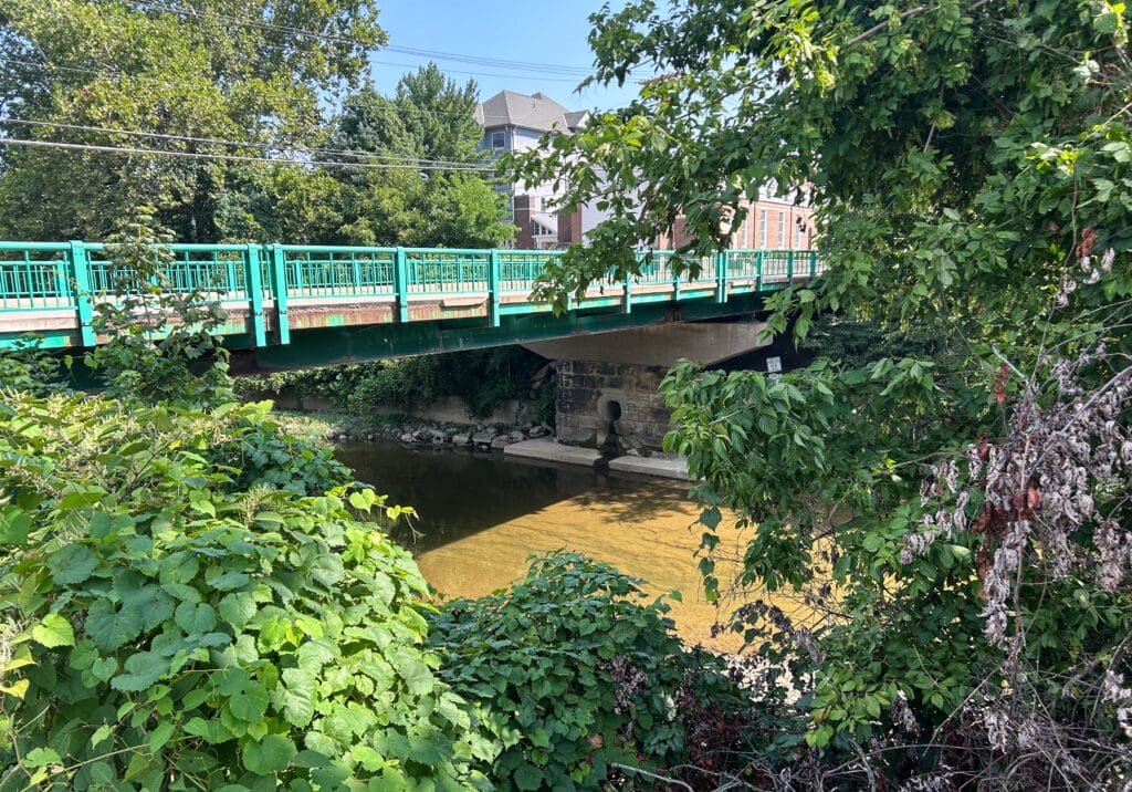 A side view of the bridge.